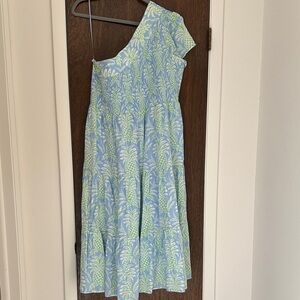NWT: Crown & Ivy One-Shoulder Blue and Green Dress XL